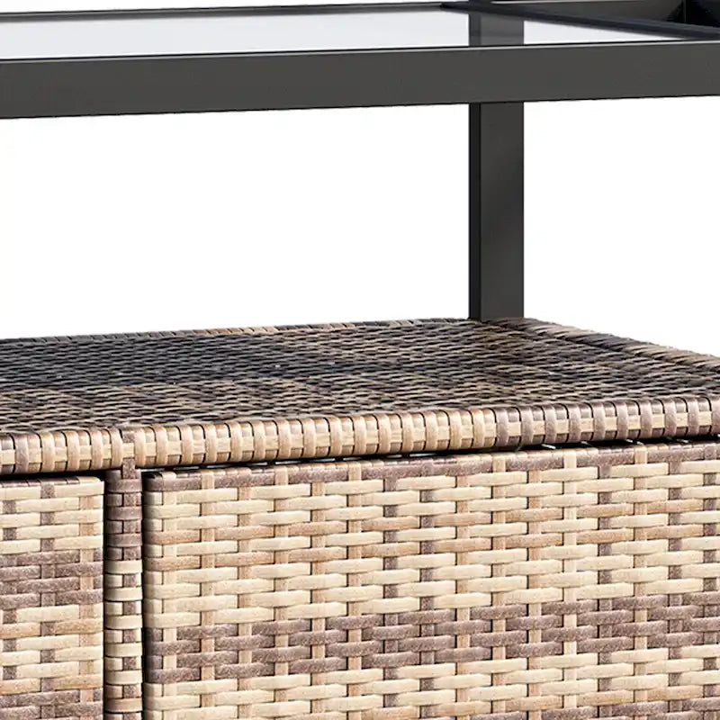 Dessertes d'extérieur en osier avec armoire de rangement et roulettes - 51,2L x 19,7l x 35,4H