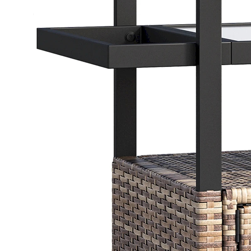 Dessertes d'extérieur en osier avec armoire de rangement et roulettes - 51,2L x 19,7l x 35,4H