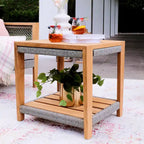 Table d'appoint d'extérieur en teck avec étagère Cambridge Casual Nassau