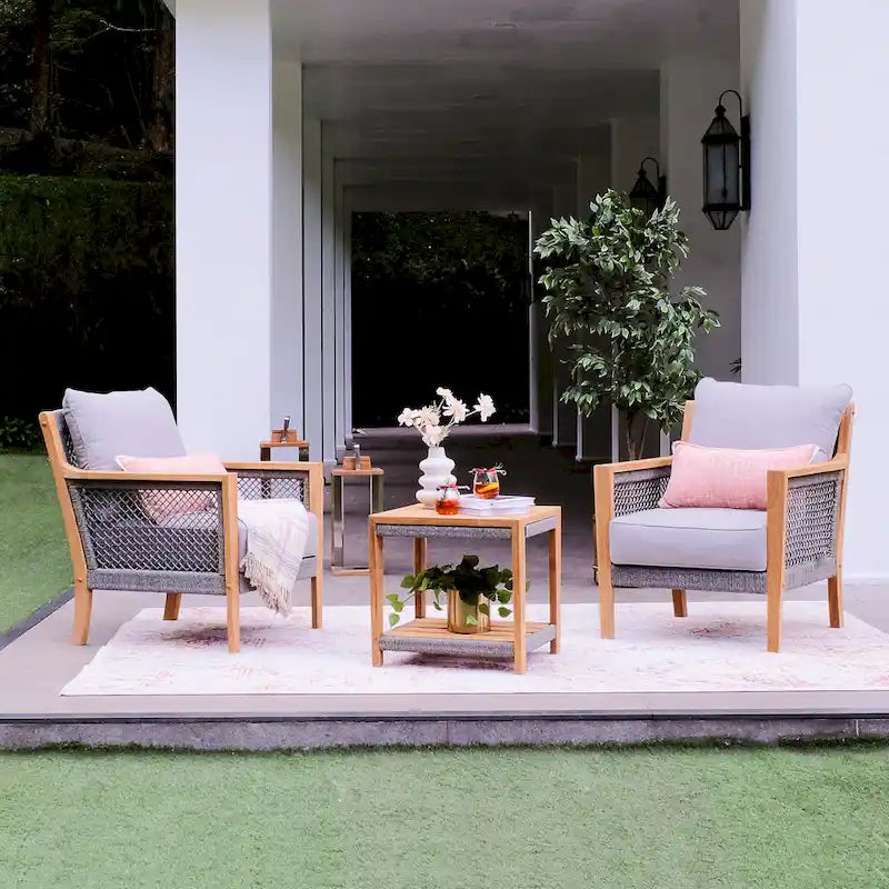 Table d'appoint d'extérieur en teck avec étagère Cambridge Casual Nassau