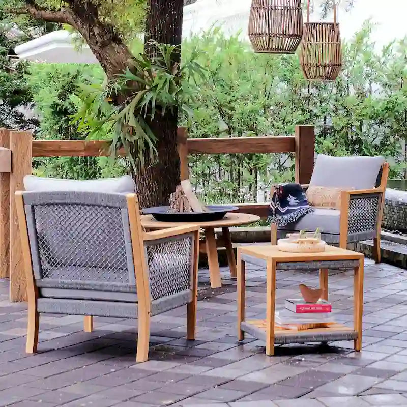 Table d'appoint d'extérieur en teck avec étagère Cambridge Casual Nassau