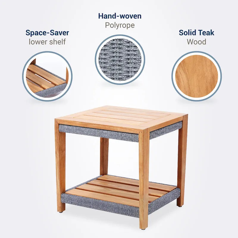 Table d'appoint d'extérieur en teck avec étagère Cambridge Casual Nassau