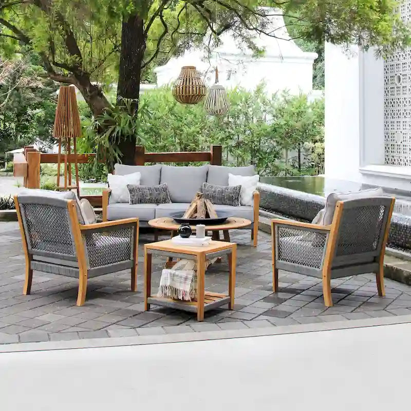 Table d'appoint d'extérieur en teck avec étagère Cambridge Casual Nassau