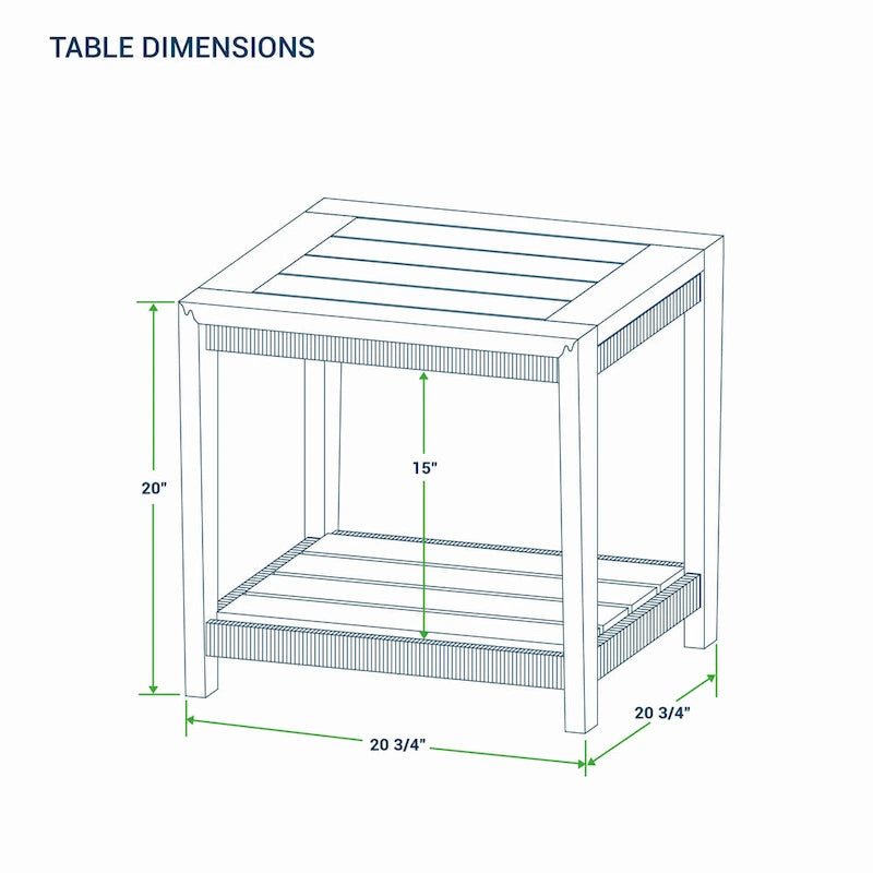 Table d'appoint d'extérieur en teck avec étagère Cambridge Casual Nassau