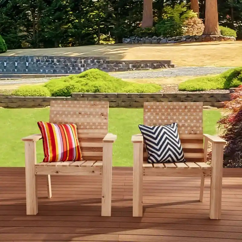Chaise d'extérieur en bois imprimé patriotique Patio Festival (lot de 2)