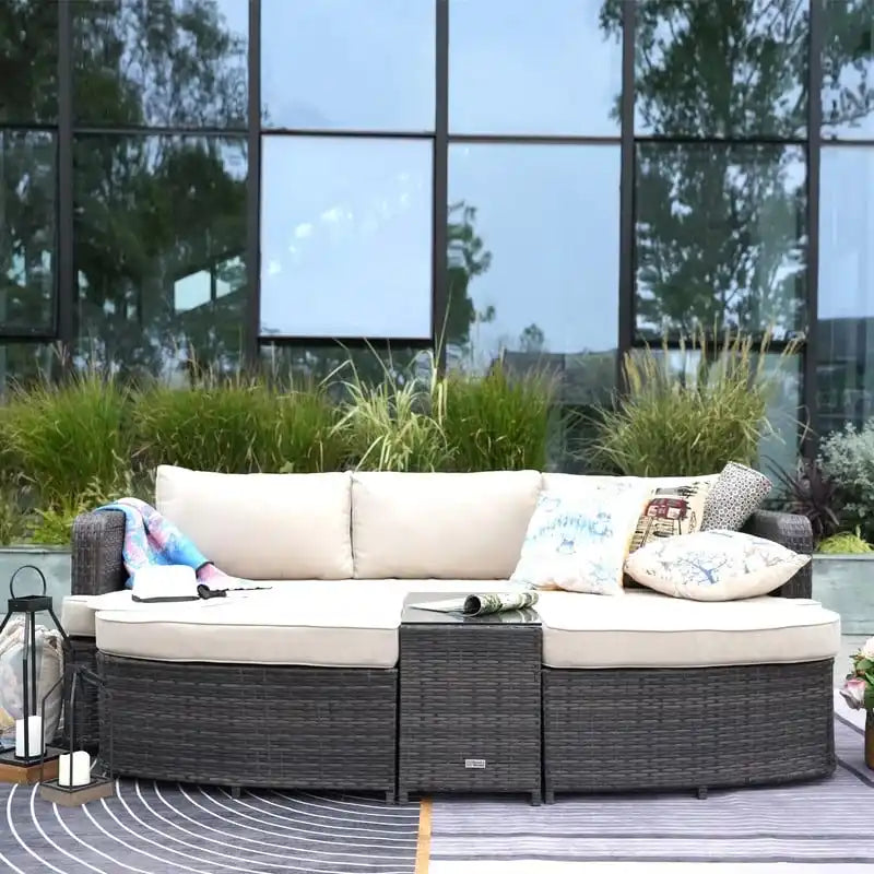 Marrakesh Outdoor 4-piece Brown Wicker Daybed Set