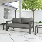 Canapé deux places d'extérieur en aluminium gris Grayton - 61 x 32 x 29