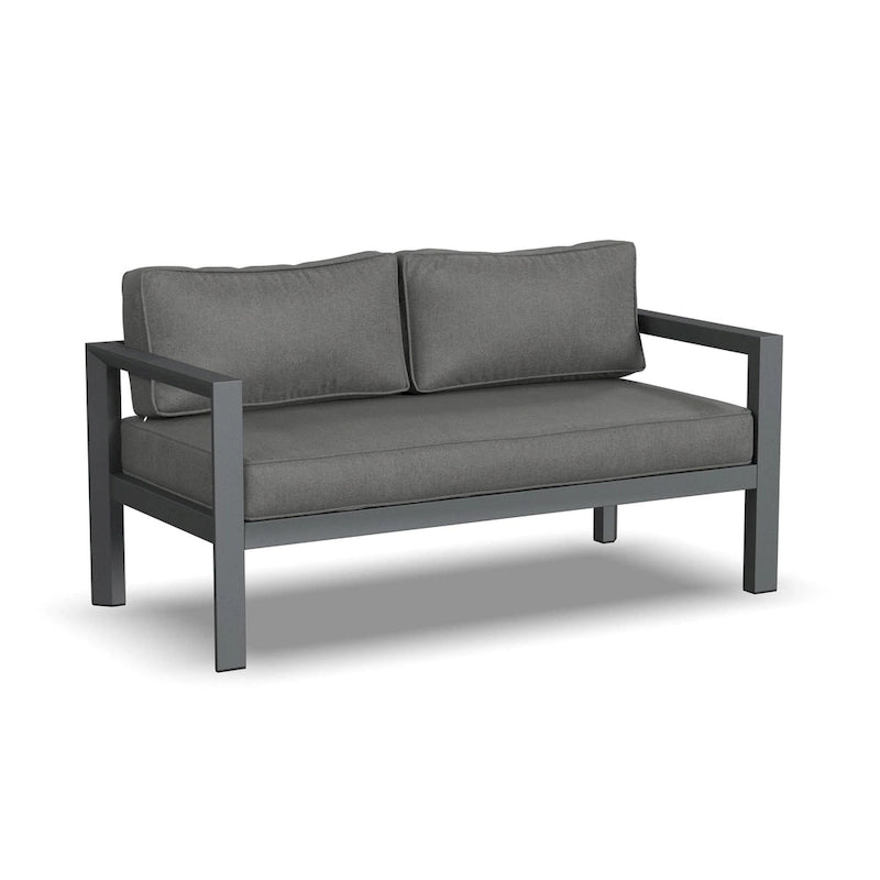 Canapé deux places d'extérieur en aluminium gris Grayton - 61 x 32 x 29