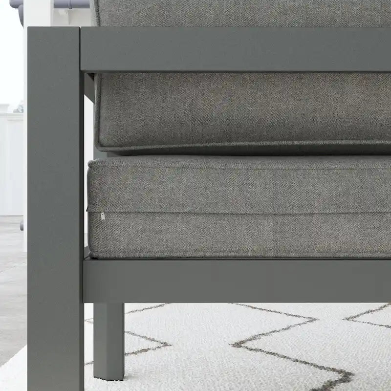 Canapé deux places d'extérieur en aluminium gris Grayton - 61 x 32 x 29