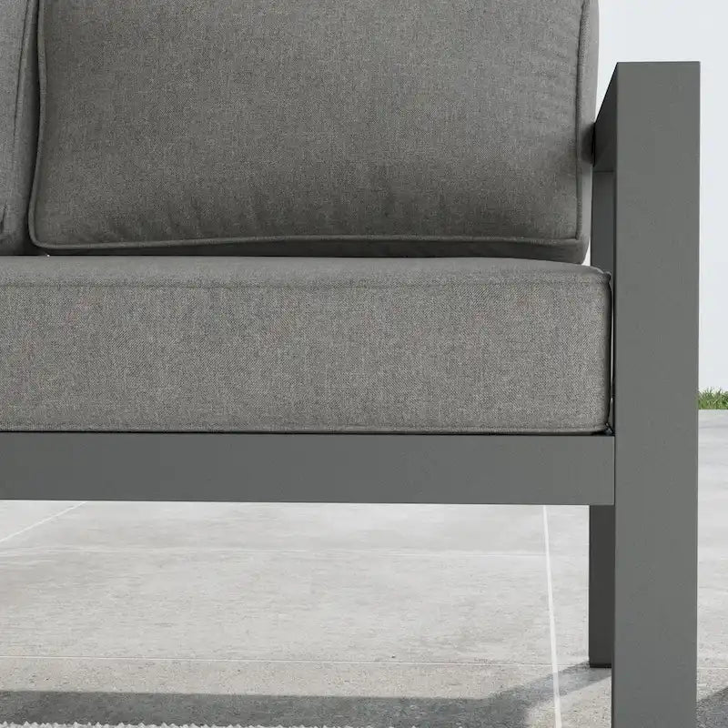 Canapé deux places d'extérieur en aluminium gris Grayton - 61 x 32 x 29