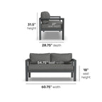 Canapé deux places d'extérieur en aluminium gris Grayton - 61 x 32 x 29