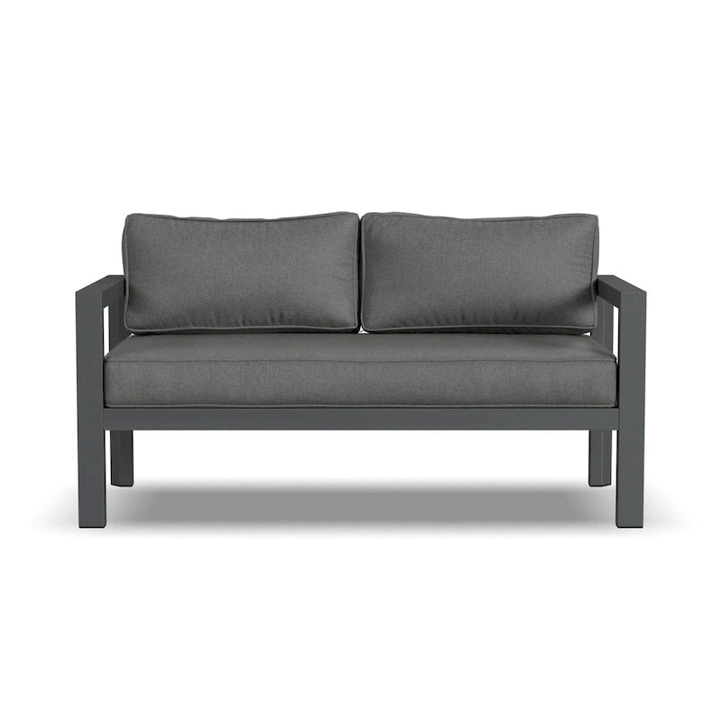 Canapé deux places d'extérieur en aluminium gris Grayton - 61 x 32 x 29