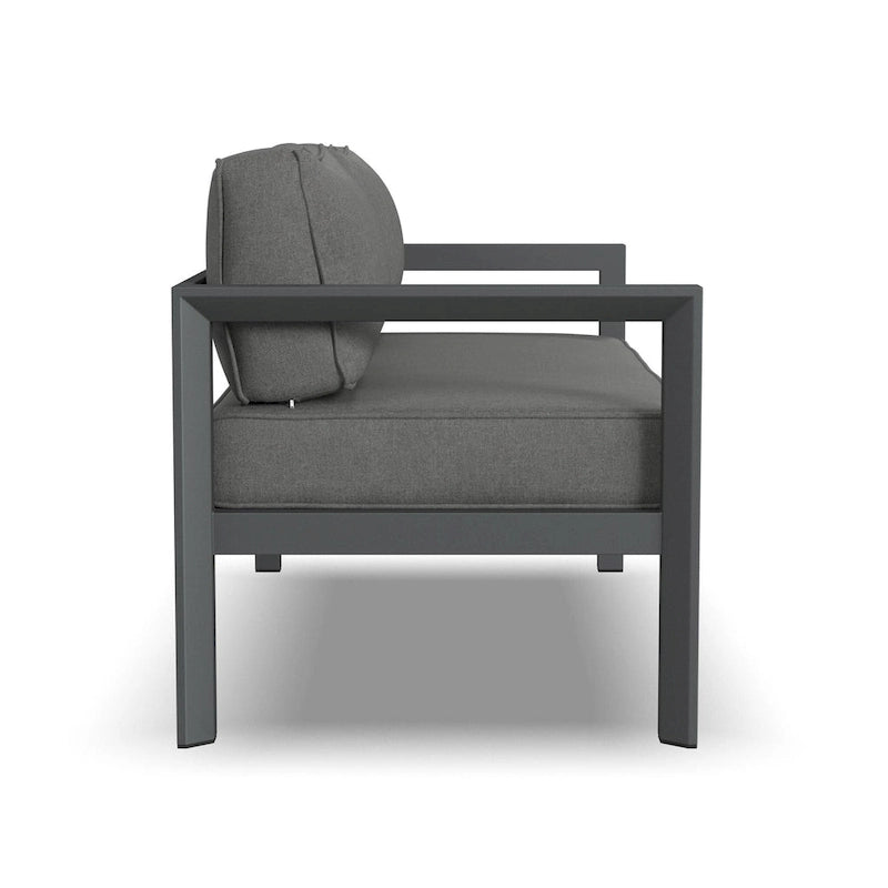 Canapé deux places d'extérieur en aluminium gris Grayton - 61 x 32 x 29