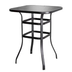 Table de bar carrée d'extérieur 32 pouces avec plateau en verre sérigraphié