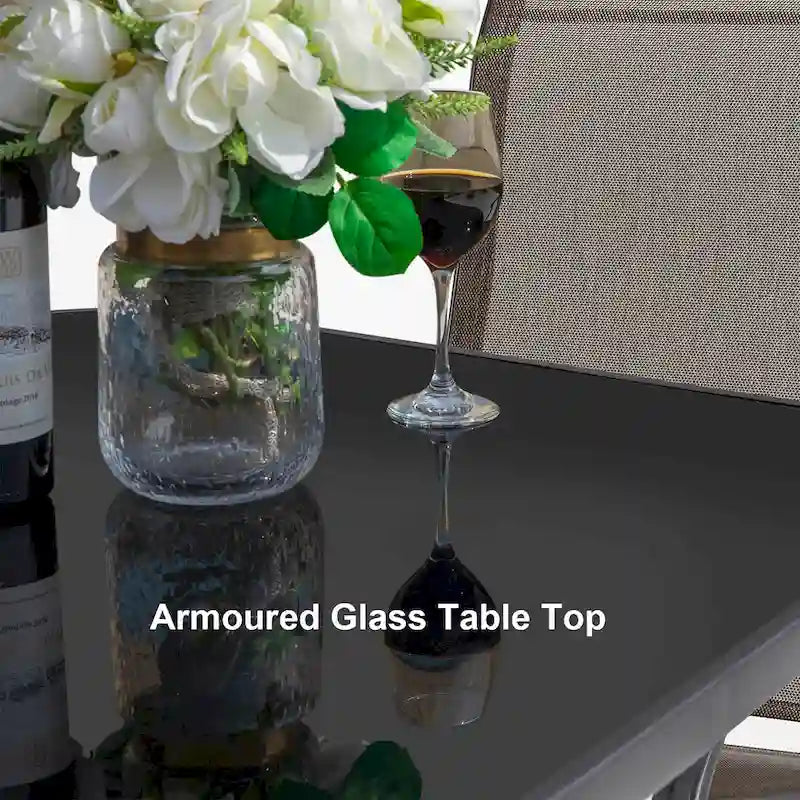 Table de bar carrée d'extérieur 32 pouces avec plateau en verre sérigraphié