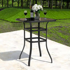 Table de bar carrée d'extérieur 32 pouces avec plateau en verre sérigraphié