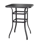 Table de bar carrée d'extérieur 32 pouces avec plateau en verre sérigraphié