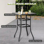 Table de bar carrée d'extérieur 32 pouces avec plateau en verre sérigraphié