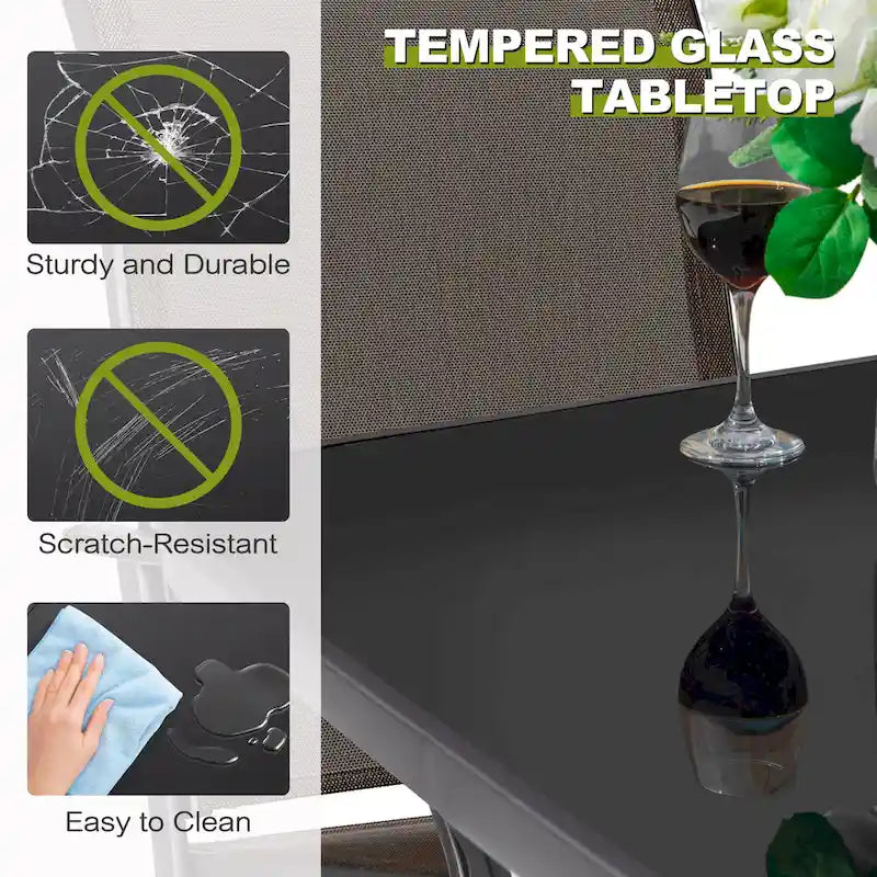 Table de bar carrée d'extérieur 32 pouces avec plateau en verre sérigraphié
