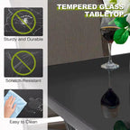 Table de bar carrée d'extérieur 32 pouces avec plateau en verre sérigraphié