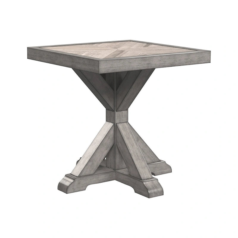 Table d'appoint carrée d'extérieur Beachcroft avec plateau en porcelaine - 22,25 L x 22,25 P x 22,25 H
