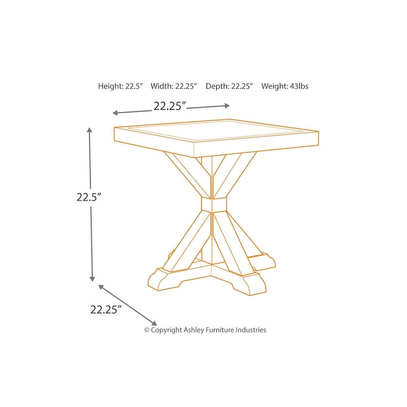 Table d'appoint carrée d'extérieur Beachcroft avec plateau en porcelaine - 22,25 L x 22,25 P x 22,25 H