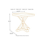 Table d'appoint carrée d'extérieur Beachcroft avec plateau en porcelaine - 22,25 L x 22,25 P x 22,25 H