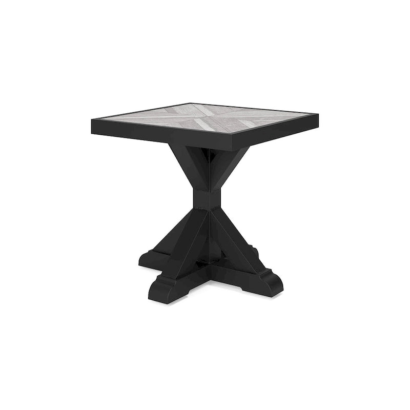 Table d'appoint carrée d'extérieur Beachcroft avec plateau en porcelaine - 22,25 L x 22,25 P x 22,25 H