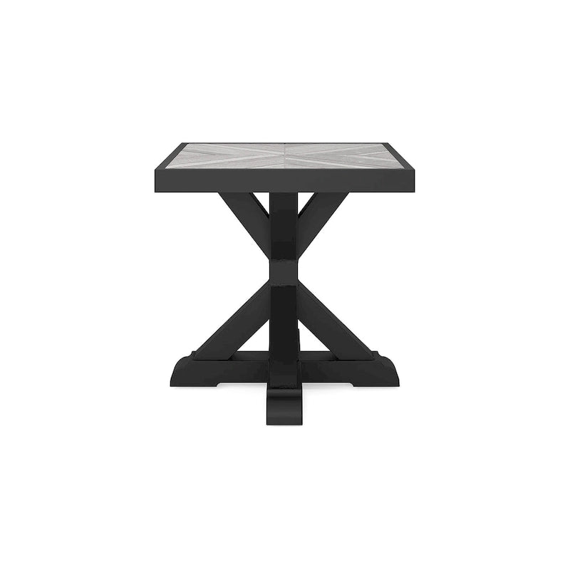 Table d'appoint carrée d'extérieur Beachcroft avec plateau en porcelaine - 22,25 L x 22,25 P x 22,25 H