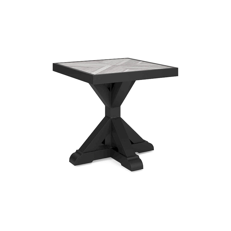 Table d'appoint carrée d'extérieur Beachcroft avec plateau en porcelaine - 22,25 L x 22,25 P x 22,25 H