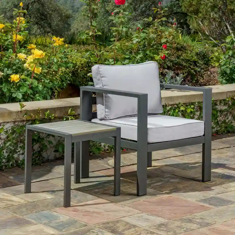 Table d'appoint extérieure en aluminium Lakeview - 17,75 x 17,75 x 17,75