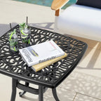 Table d'appoint d'extérieur Pellebant en fonte d'aluminium avec trou pour parasol - 53,3 cm de long * 53,3 cm de large * 53,1 cm de haut