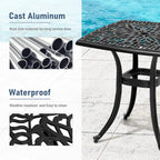Table d'appoint d'extérieur Pellebant en fonte d'aluminium avec trou pour parasol - 53,3 cm de long * 53,3 cm de large * 53,1 cm de haut