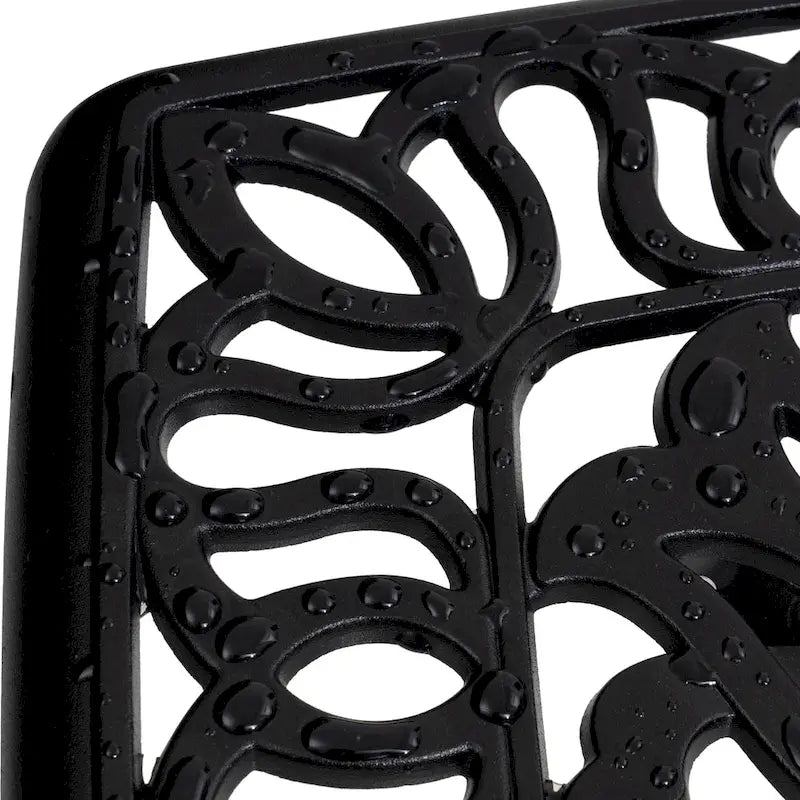 Table d'appoint d'extérieur Pellebant en fonte d'aluminium avec trou pour parasol - 53,3 cm de long * 53,3 cm de large * 53,1 cm de haut