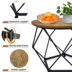 Ensemble de 2 tables basses d'extérieur rondes en acier marron avec plateau en bois