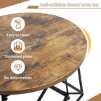 Ensemble de 2 tables basses d'extérieur rondes en acier marron avec plateau en bois