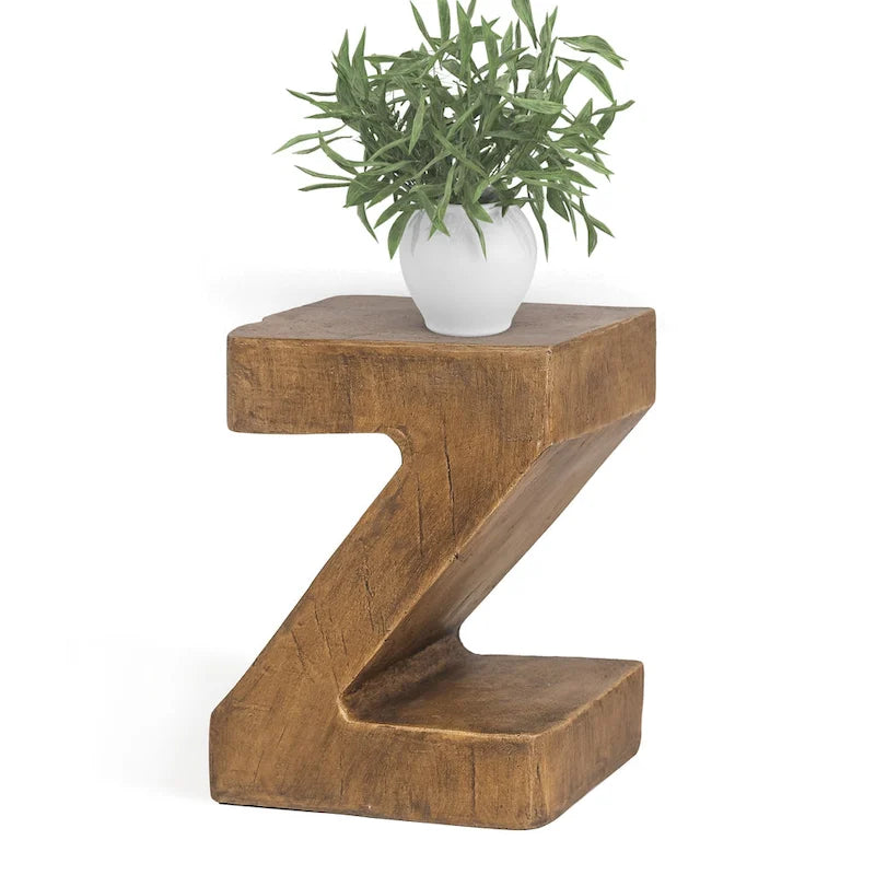 Table d'appoint Adeco Modern Z en béton pour l'intérieur et l'extérieur - Naturel