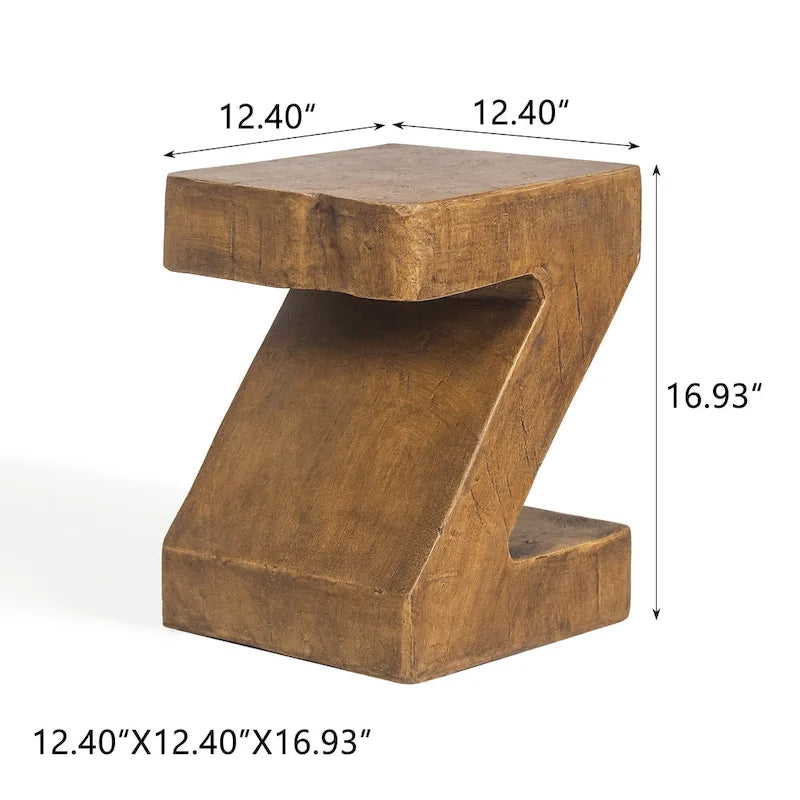 Table d'appoint Adeco Modern Z en béton pour l'intérieur et l'extérieur - Naturel