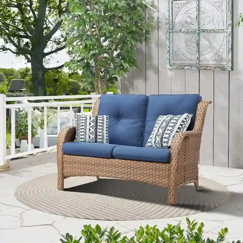 Canapé de jardin Gymojoy en osier tressé à dossier haut pour l'extérieur
