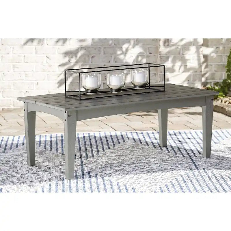 Signature Design by Ashley Visola Gray Rectangular Outdoor Poly All Weather Cocktail Table - 48W x 24D x 18H