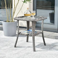 HOOOWOOO Table d'appoint d'extérieur en rotin gris pour patio