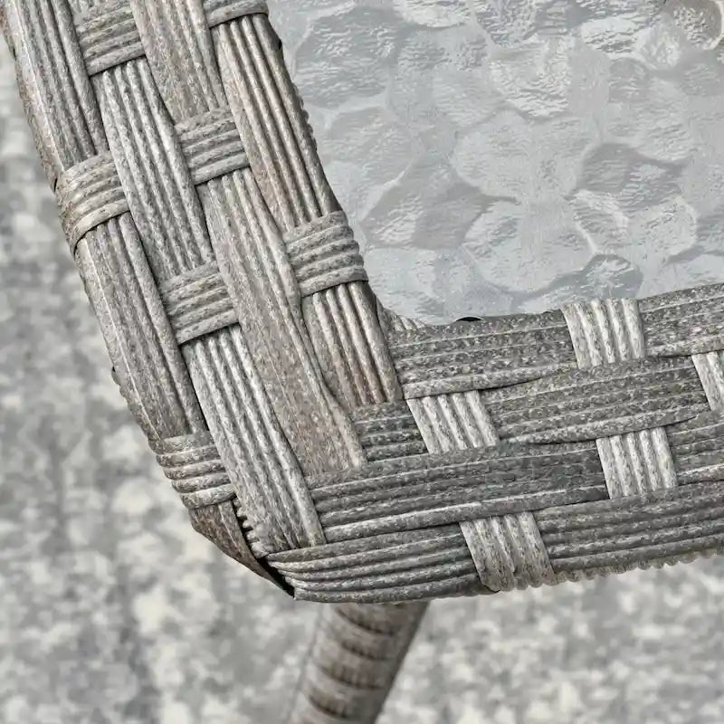 HOOOWOOO Table d'appoint d'extérieur en rotin gris pour patio