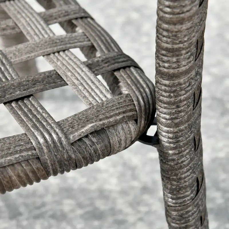 HOOOWOOO Table d'appoint d'extérieur en rotin gris pour patio