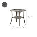 HOOOWOOO Table d'appoint d'extérieur en rotin gris pour patio