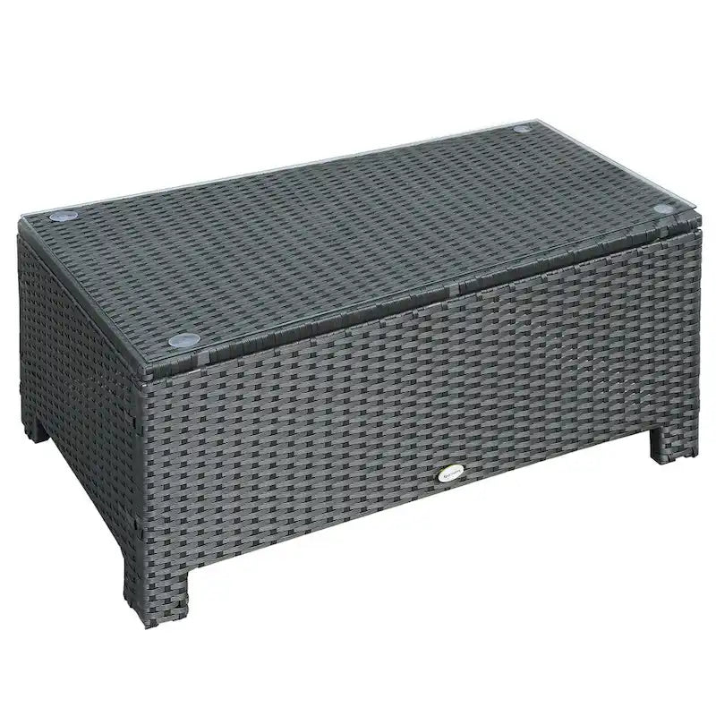 Table basse de patio Outsunny, grande table d'appoint, rotin synthétique tressé à la main, osier résistant aux intempéries, mobilier d'extérieur