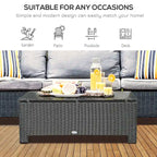 Table basse de patio Outsunny, grande table d'appoint, rotin synthétique tressé à la main, osier résistant aux intempéries, mobilier d'extérieur