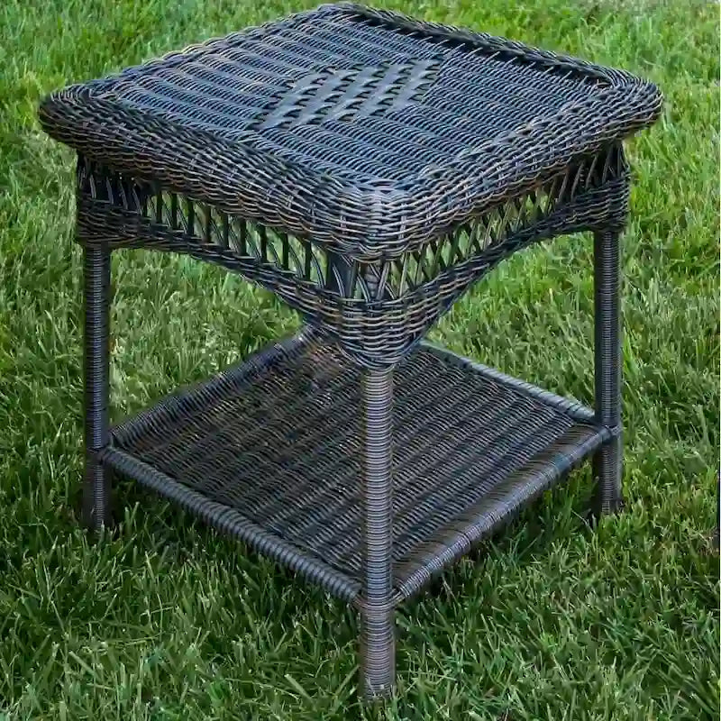Table d'appoint d'extérieur en osier Portside, torréfaction foncée