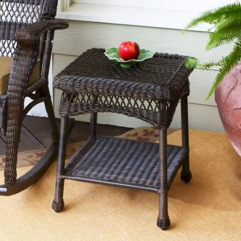 Table d'appoint d'extérieur en osier Portside, torréfaction foncée