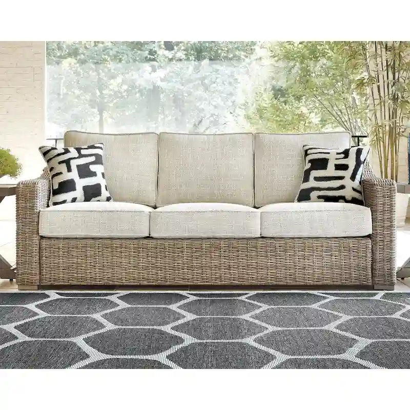 Ensemble de conversation d'extérieur 4 pièces Signature Design by Ashley Beachcroft marron/beige – 82,25 L x 37,75 P x 34,63 H