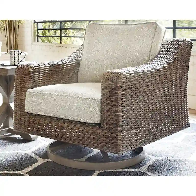 Ensemble de conversation d'extérieur 4 pièces Signature Design by Ashley Beachcroft marron/beige – 82,25 L x 37,75 P x 34,63 H